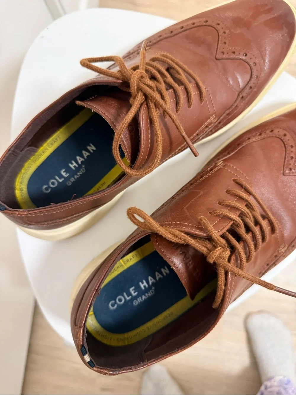 Cole Haan GrandØS Men’s Brown Leather Wingtip Oxford Shoes Size 10
